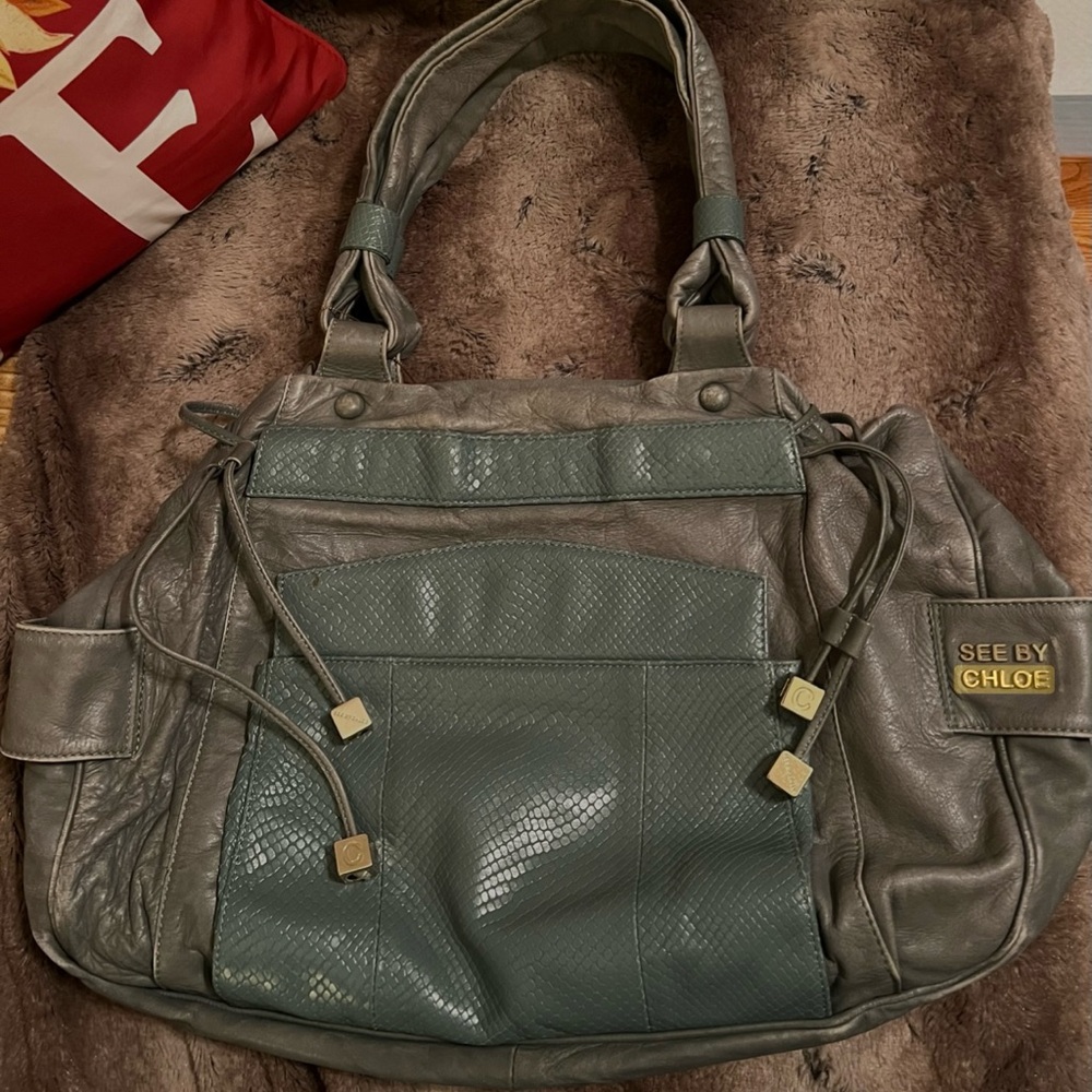 See By Chloe Green Leather Shoulder Bag